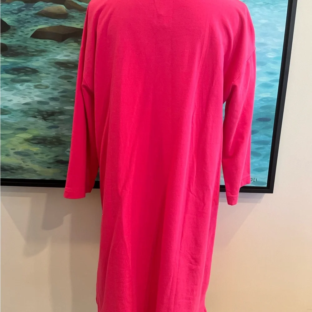NWT T by Talbots Johnny Collar Terry Dress Size L Pink - Picture 3 of 8
